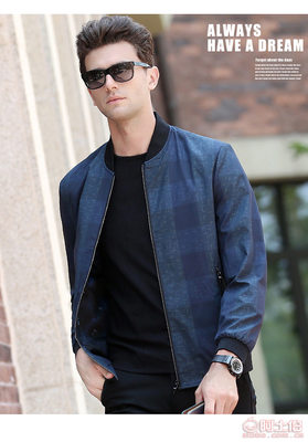 2017新款男士夾克 格子棒球領(lǐng)外套引領(lǐng)休閑風(fēng)尚