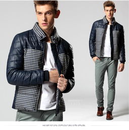 納川男裝秋冬新款保暖撞色棉服 韓版修身拉鏈時尚格子棉衣外套，重塑男士秋冬風尚